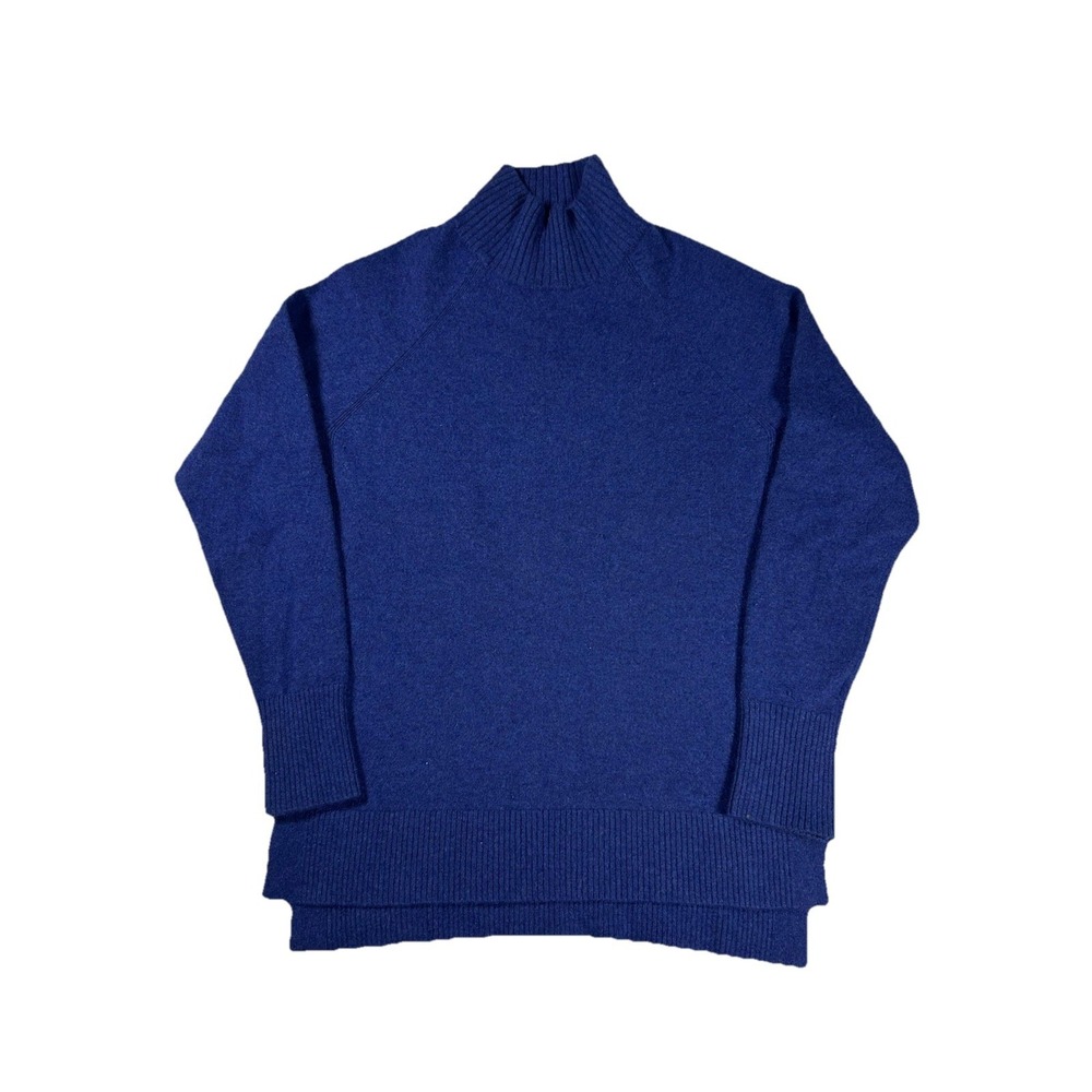LL Bean Cashmere Sweater Womens XS Plus Blue Pullover Mock Neck Soft Classic